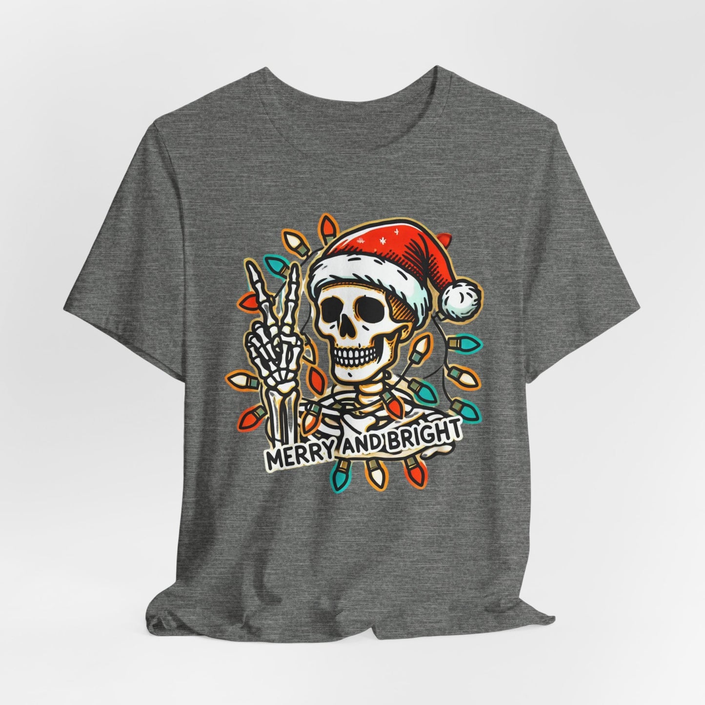 Merry And Bright Funny Skeleton Lights Christmas Unisex T-Shirt
