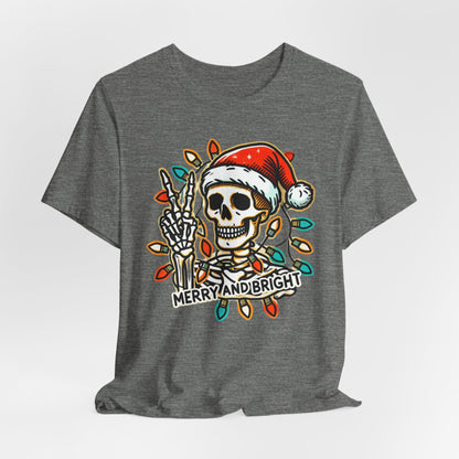 Merry And Bright Funny Skeleton Lights Christmas Unisex T-Shirt