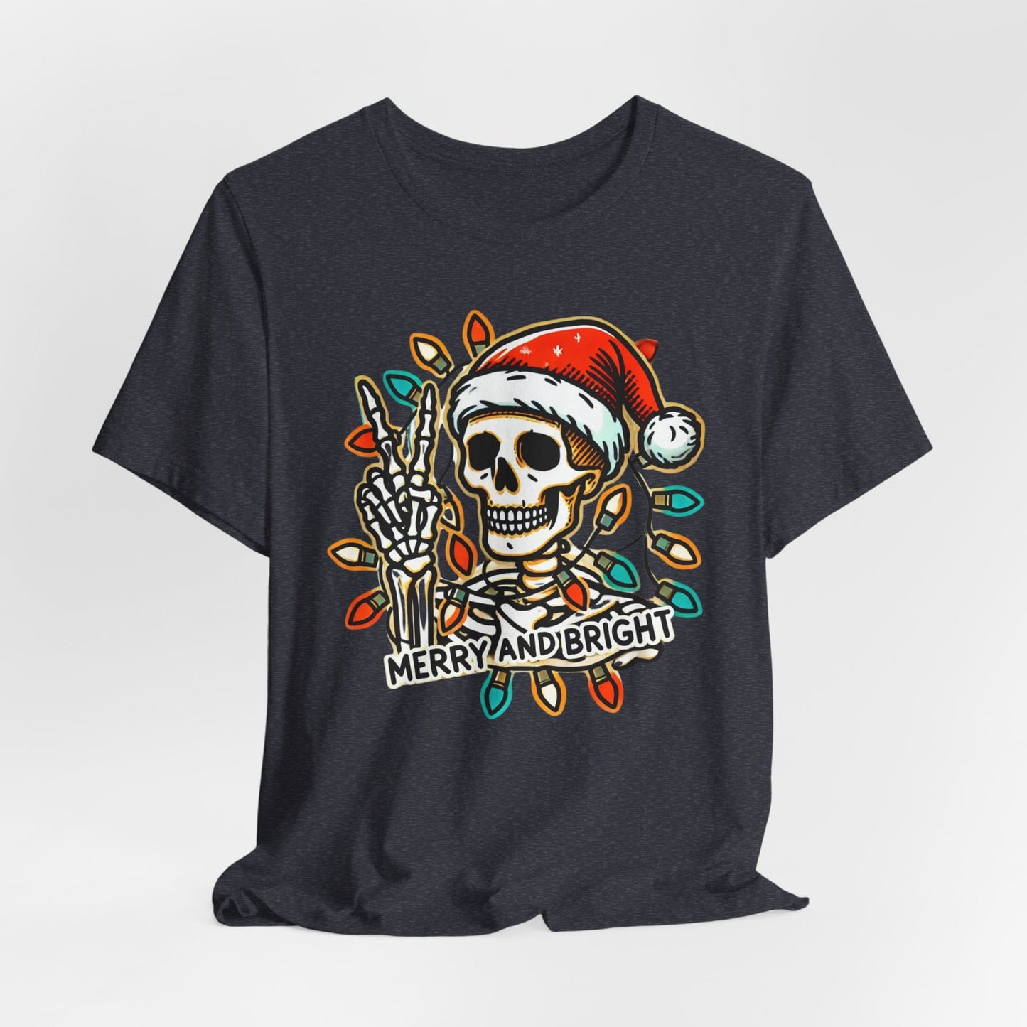 Merry And Bright Funny Skeleton Lights Christmas Unisex T-Shirt