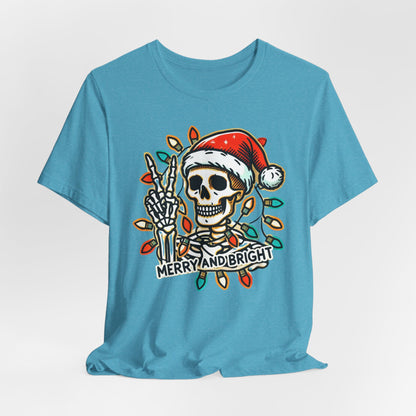 Merry And Bright Funny Skeleton Lights Christmas Unisex T-Shirt