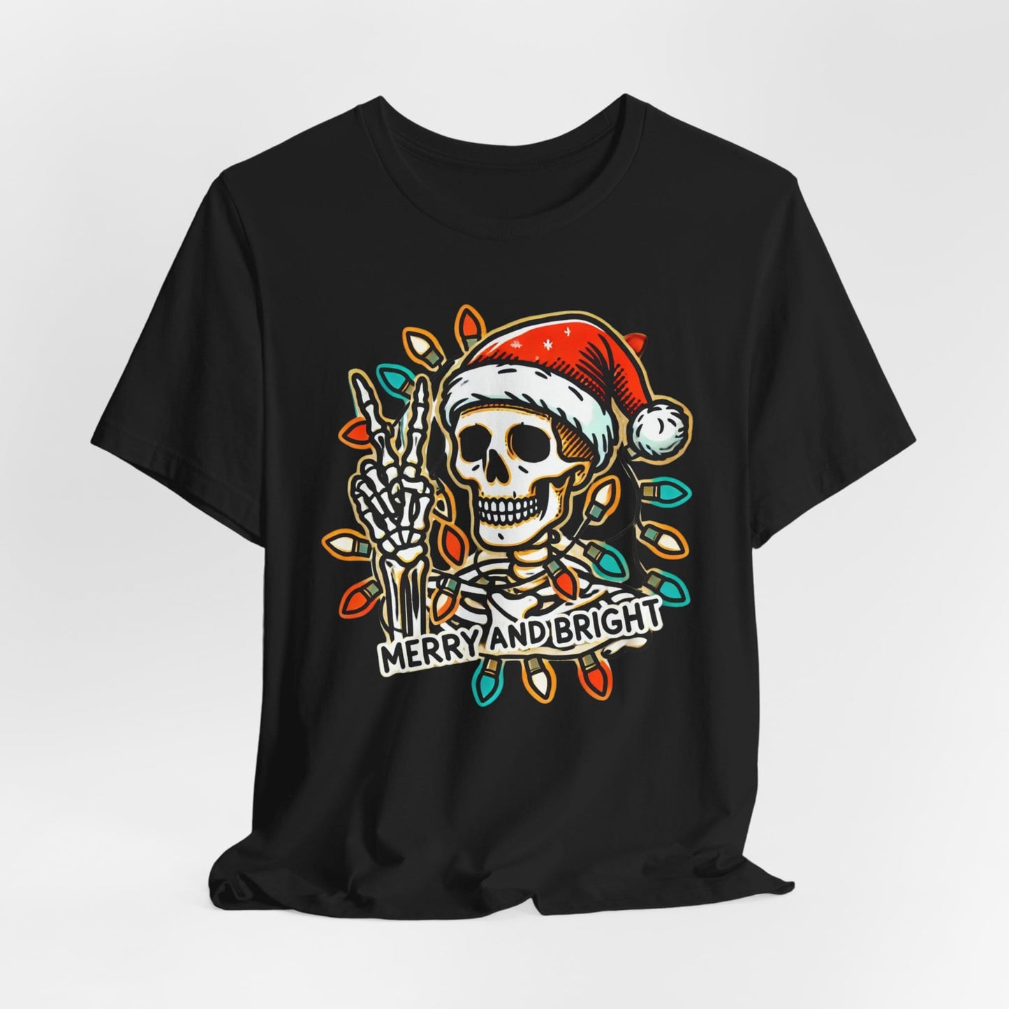 Merry And Bright Funny Skeleton Lights Christmas Unisex T-Shirt