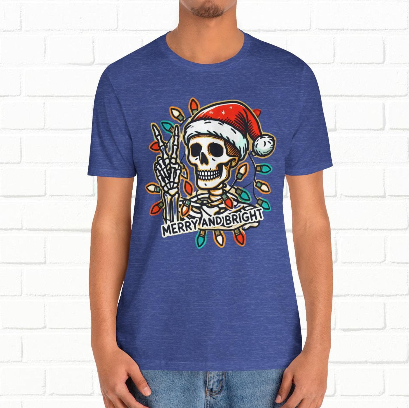 Merry And Bright Funny Skeleton Lights Christmas Unisex T-Shirt