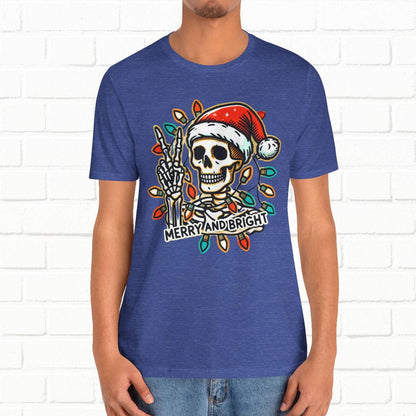 Merry And Bright Funny Skeleton Lights Christmas Unisex T-Shirt