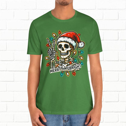 Merry And Bright Funny Skeleton Lights Christmas Unisex T-Shirt