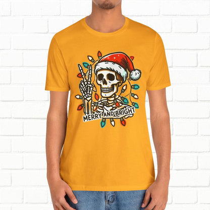 Merry And Bright Funny Skeleton Lights Christmas Unisex T-Shirt