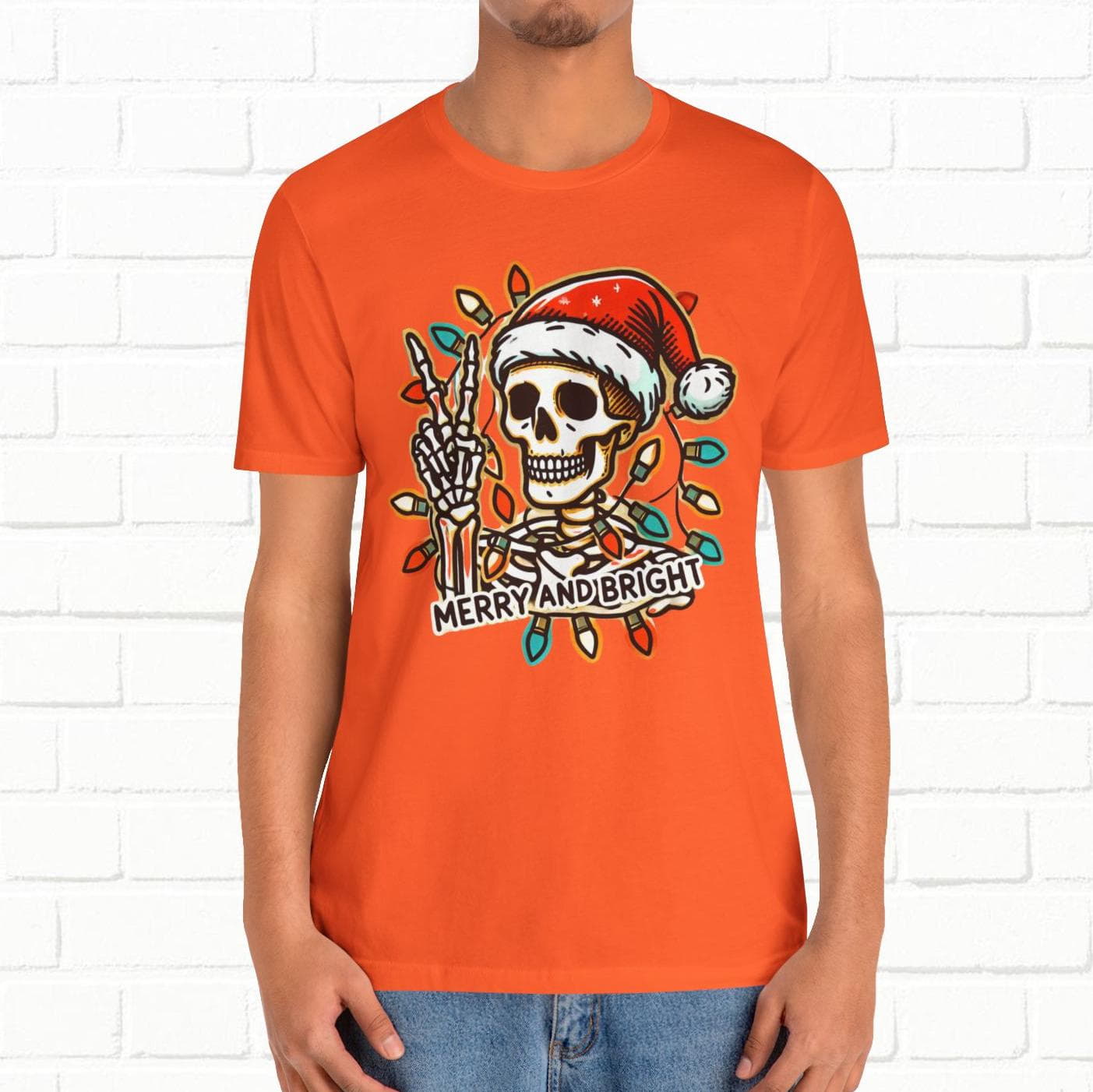 Merry And Bright Funny Skeleton Lights Christmas Unisex T-Shirt