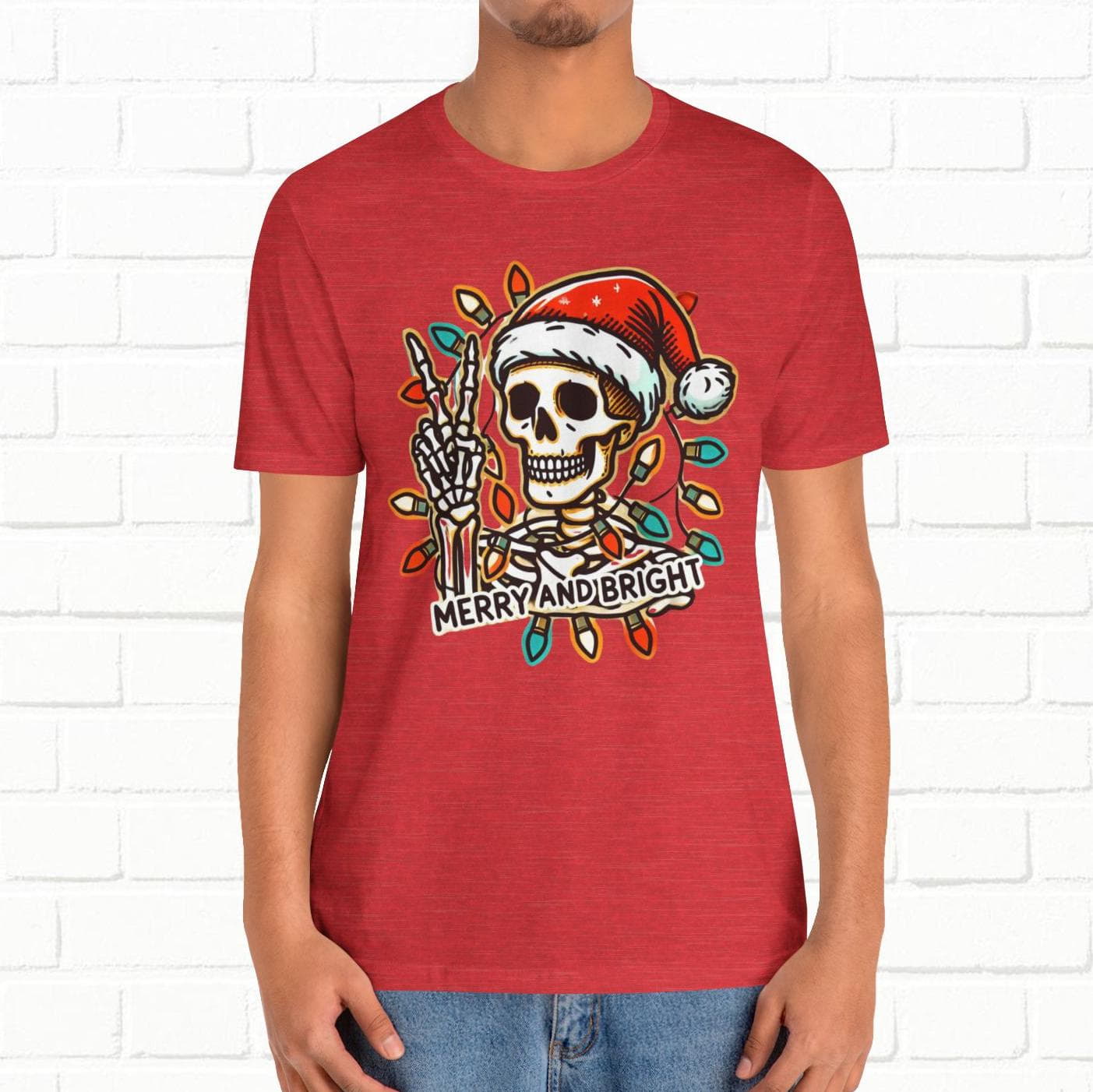 Merry And Bright Funny Skeleton Lights Christmas Unisex T-Shirt