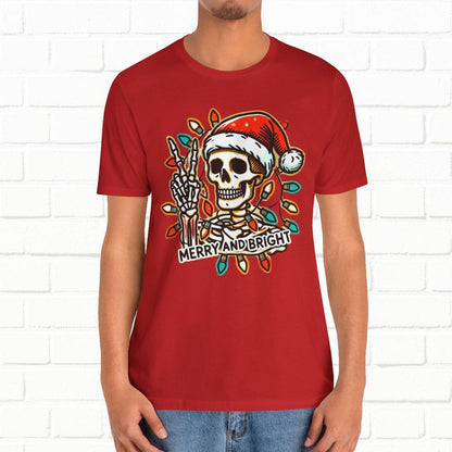 Merry And Bright Funny Skeleton Lights Christmas Unisex T-Shirt
