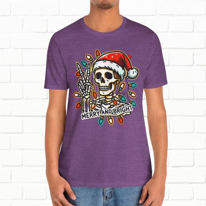 Merry And Bright Funny Skeleton Lights Christmas Unisex T-Shirt