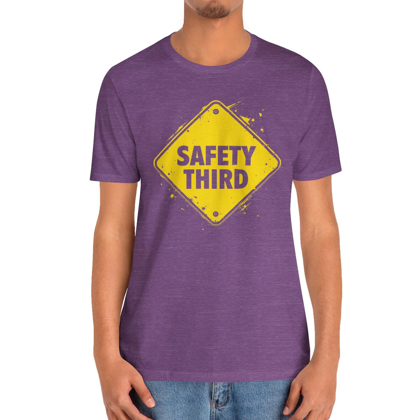 Safety Third Yellow Caution Sign Funny Sarcastic Unisex T-shirt