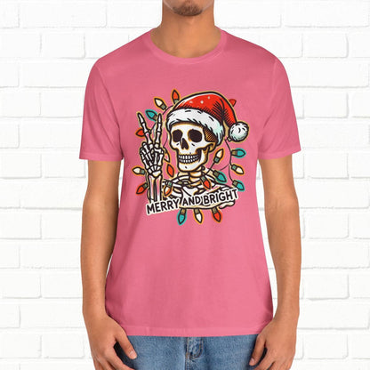 Merry And Bright Funny Skeleton Lights Christmas Unisex T-Shirt