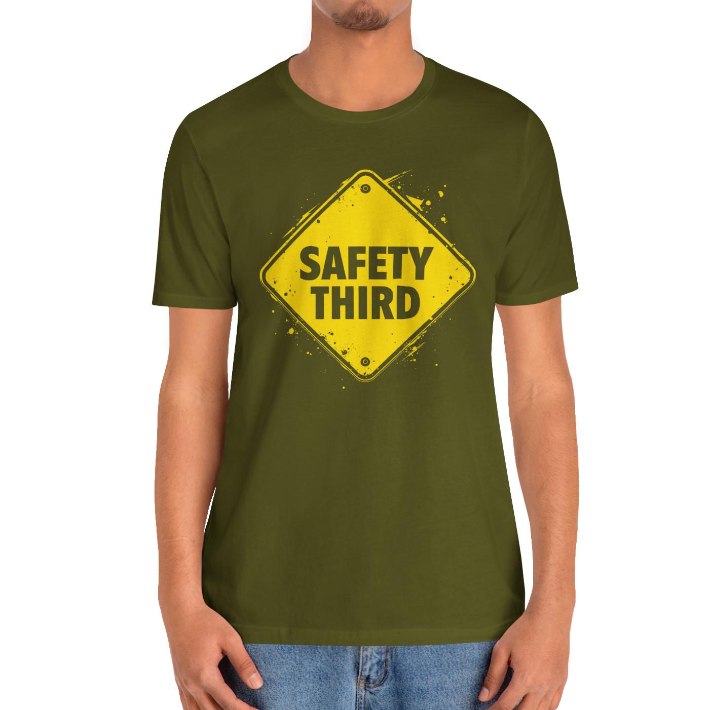 Safety Third Yellow Caution Sign Funny Sarcastic Unisex T-shirt