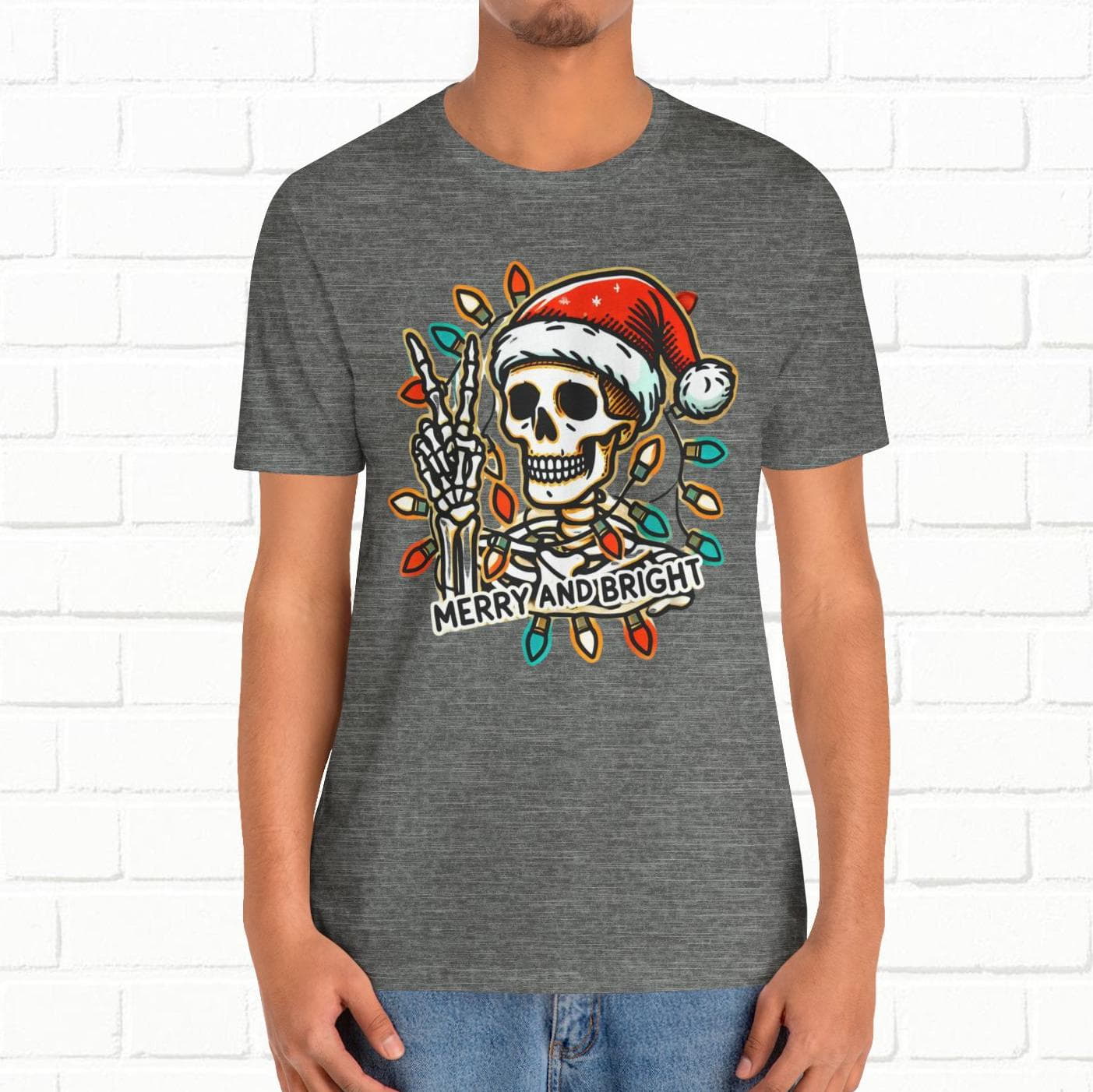 Merry And Bright Funny Skeleton Lights Christmas Unisex T-Shirt