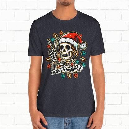 Merry And Bright Funny Skeleton Lights Christmas Unisex T-Shirt