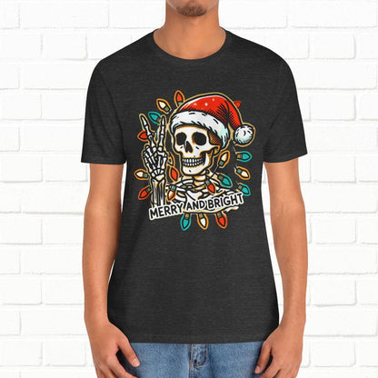 Merry And Bright Funny Skeleton Lights Christmas Unisex T-Shirt