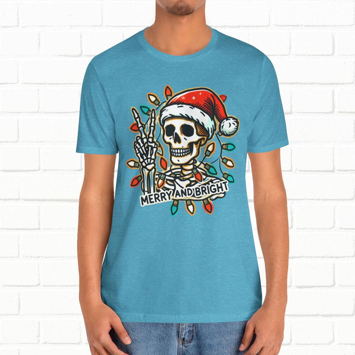 Merry And Bright Funny Skeleton Lights Christmas Unisex T-Shirt