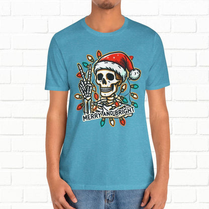 Merry And Bright Funny Skeleton Lights Christmas Unisex T-Shirt