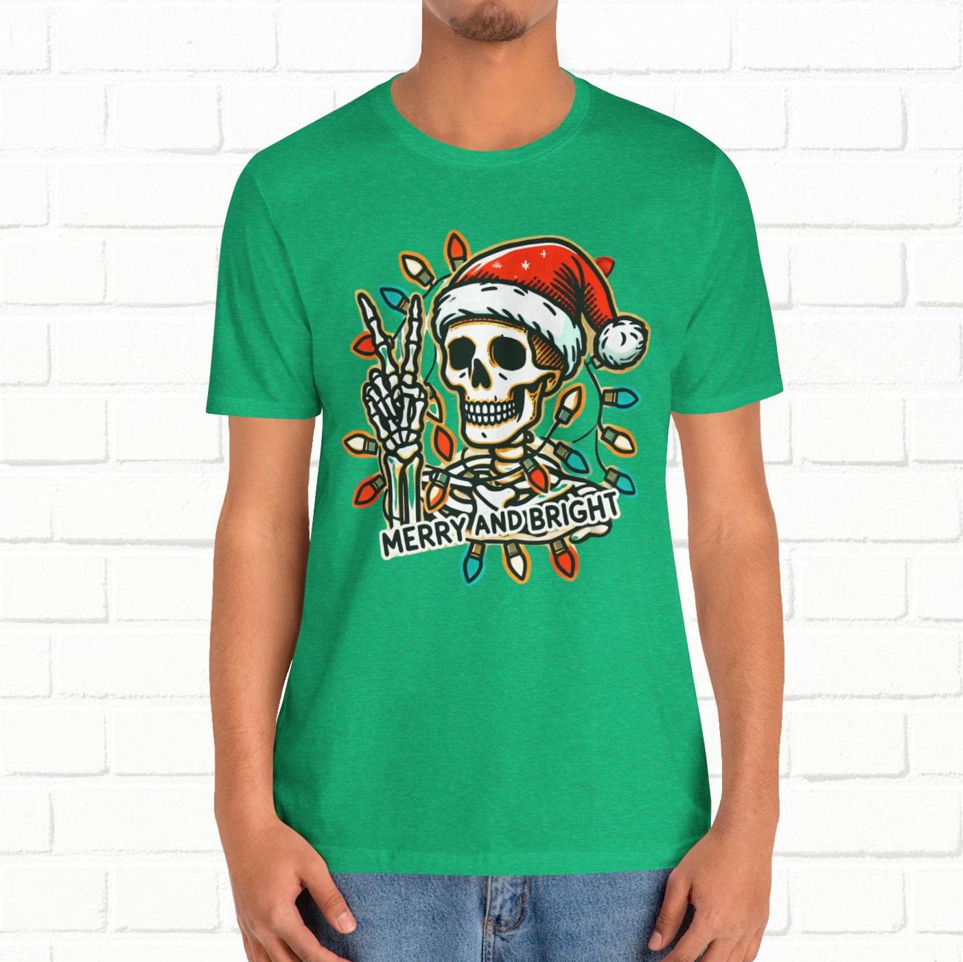 Merry And Bright Funny Skeleton Lights Christmas Unisex T-Shirt