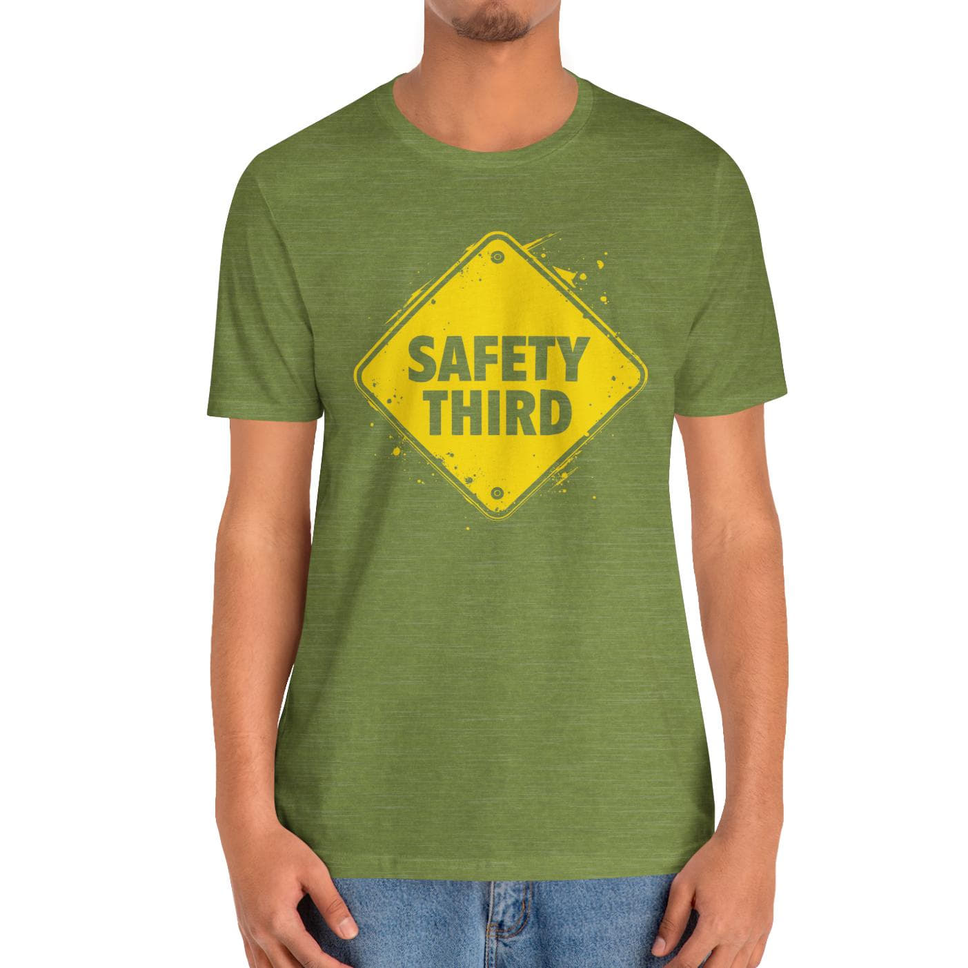 Safety Third Yellow Caution Sign Funny Sarcastic Unisex T-shirt