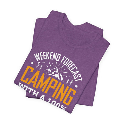 Weekend Forecast Camping With 100% Chance Of Cold Beer In My Hand Funny Camping T-Shirt