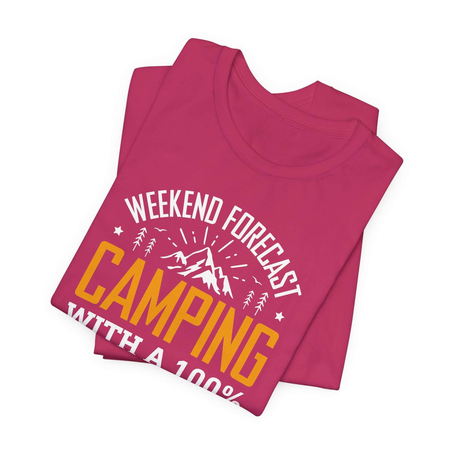 Weekend Forecast Camping With 100% Chance Of Cold Beer In My Hand Funny Camping T-Shirt