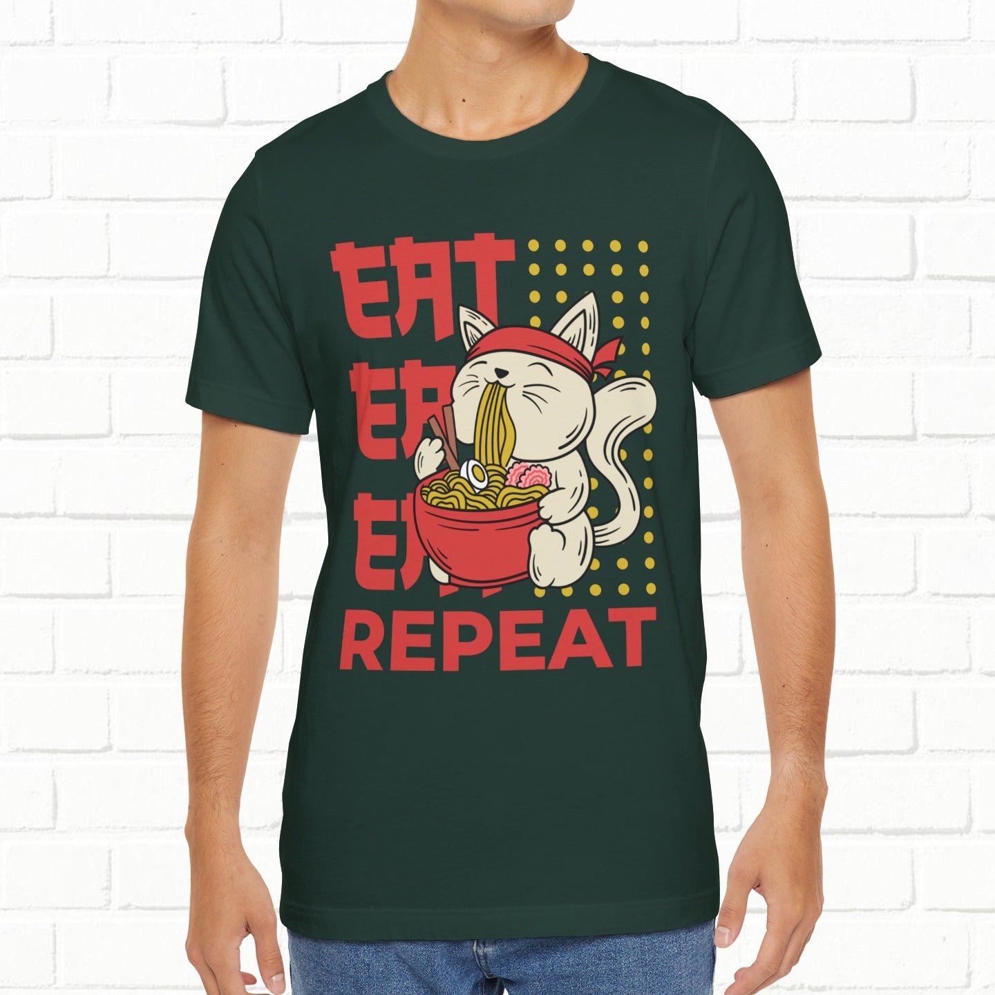 Eat Eat Repeat Cat Eating Ramen T-shirt