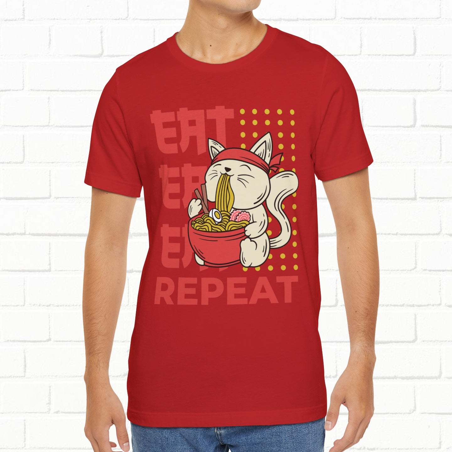 Eat Eat Repeat Cat Eating Ramen T-shirt