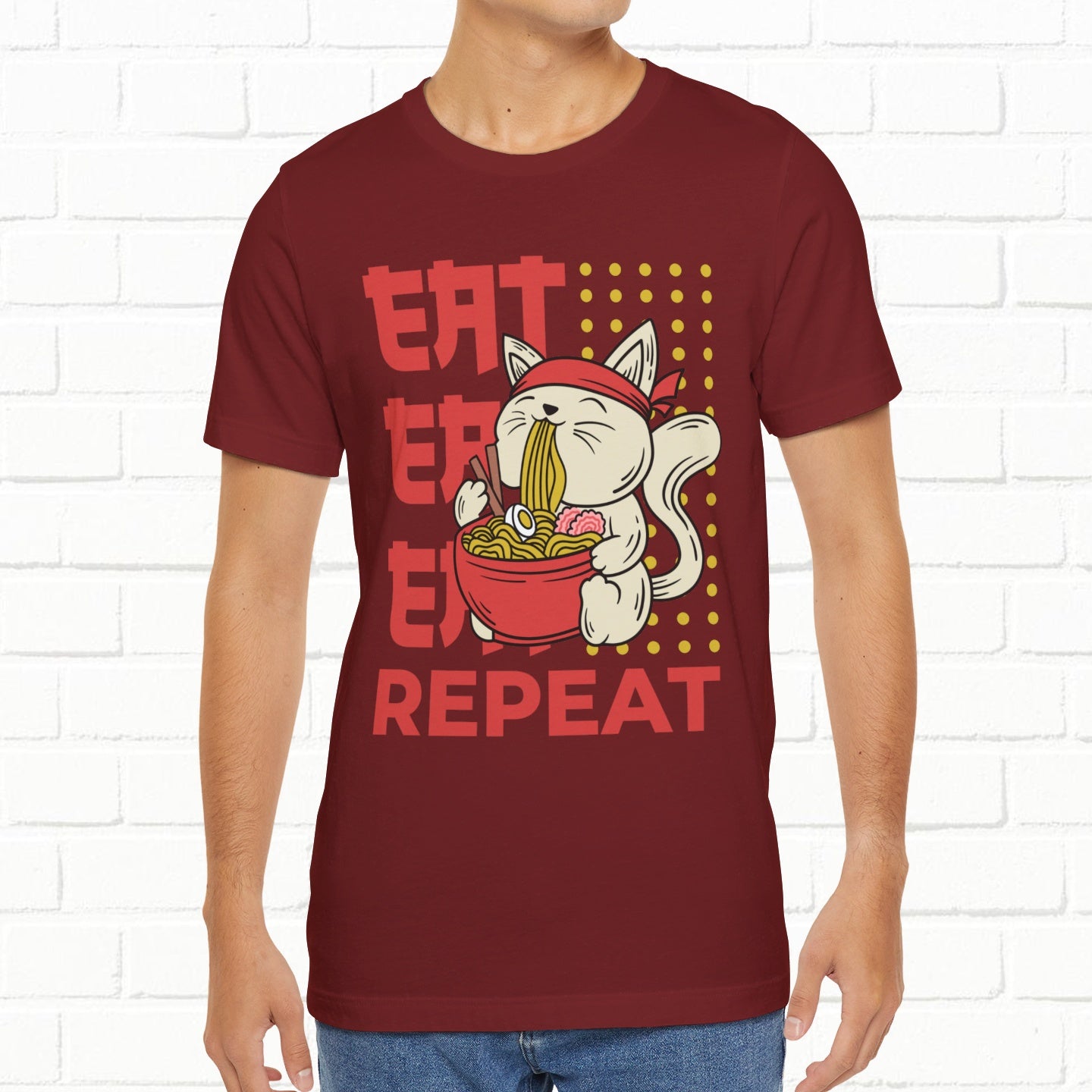 Eat Eat Repeat Cat Eating Ramen T-shirt