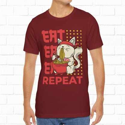 Eat Eat Repeat Cat Eating Ramen T-shirt