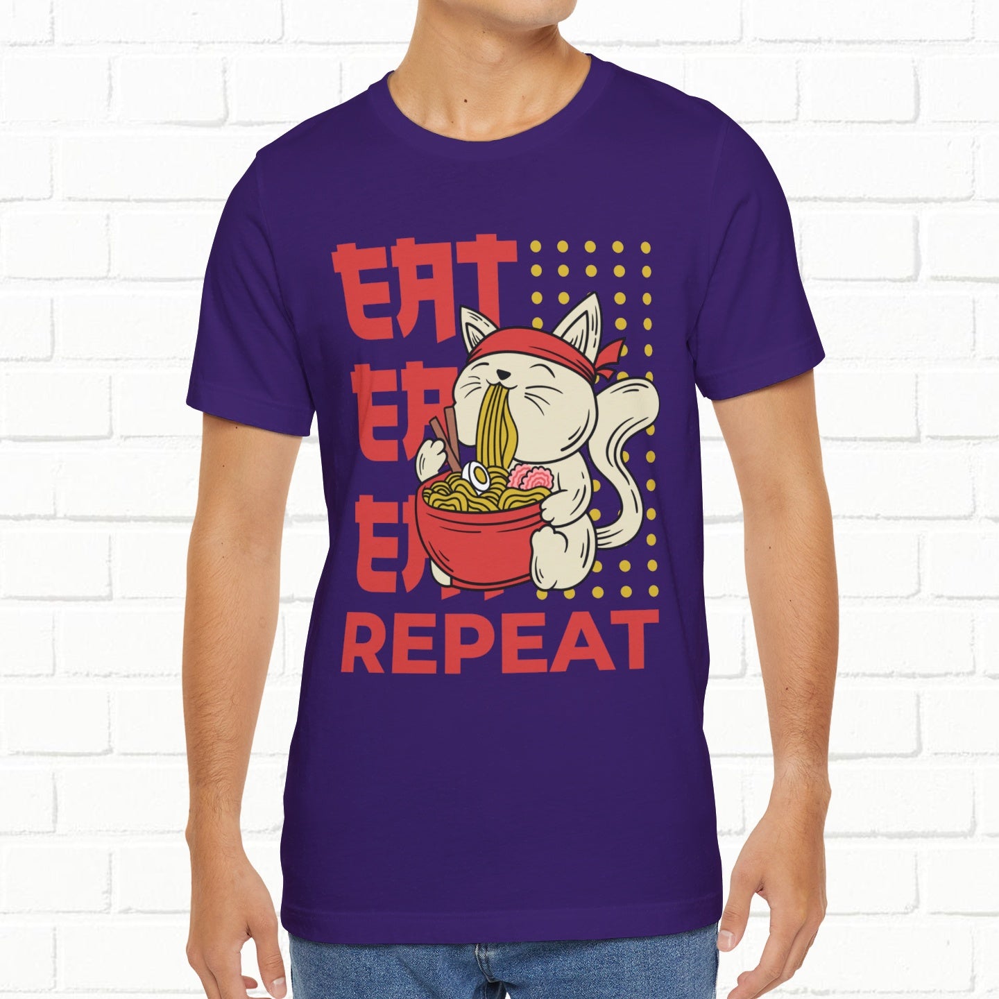 Eat Eat Repeat Cat Eating Ramen T-shirt