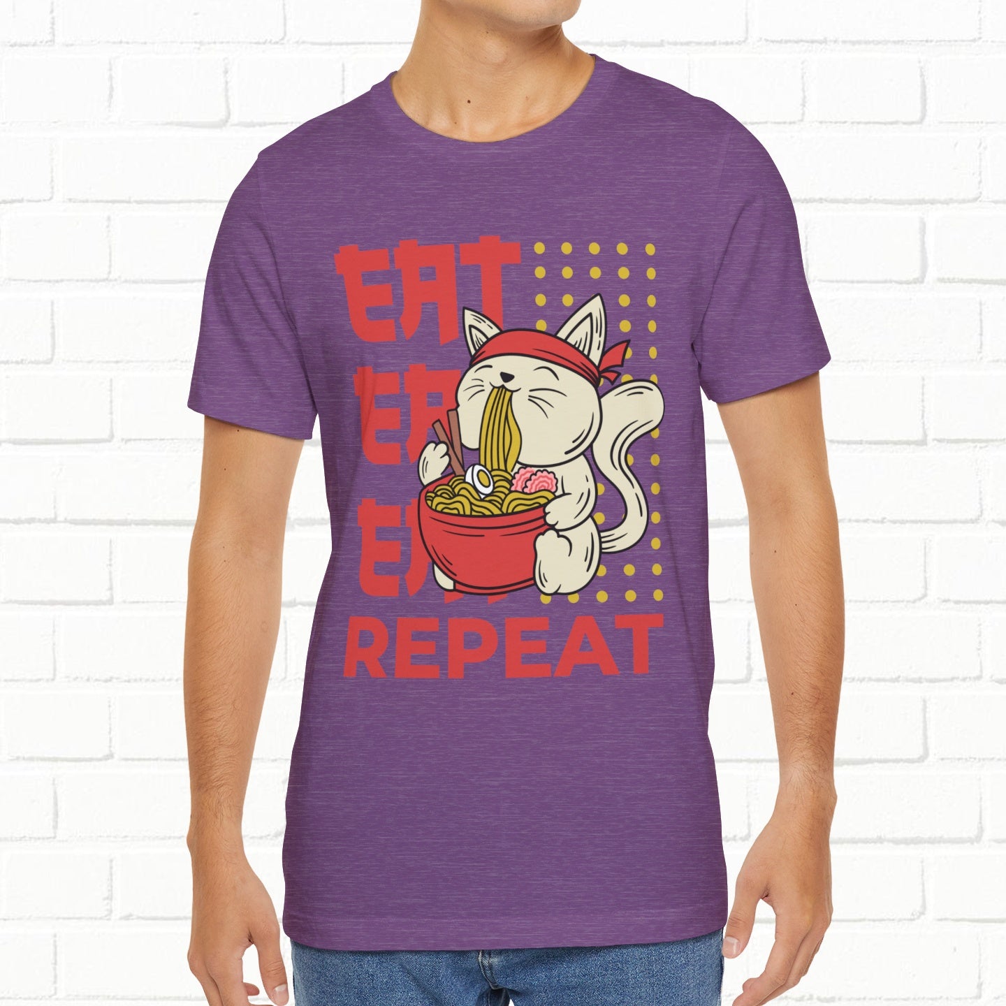 Eat Eat Repeat Cat Eating Ramen T-shirt