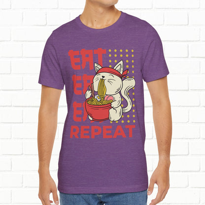 Eat Eat Repeat Cat Eating Ramen T-shirt
