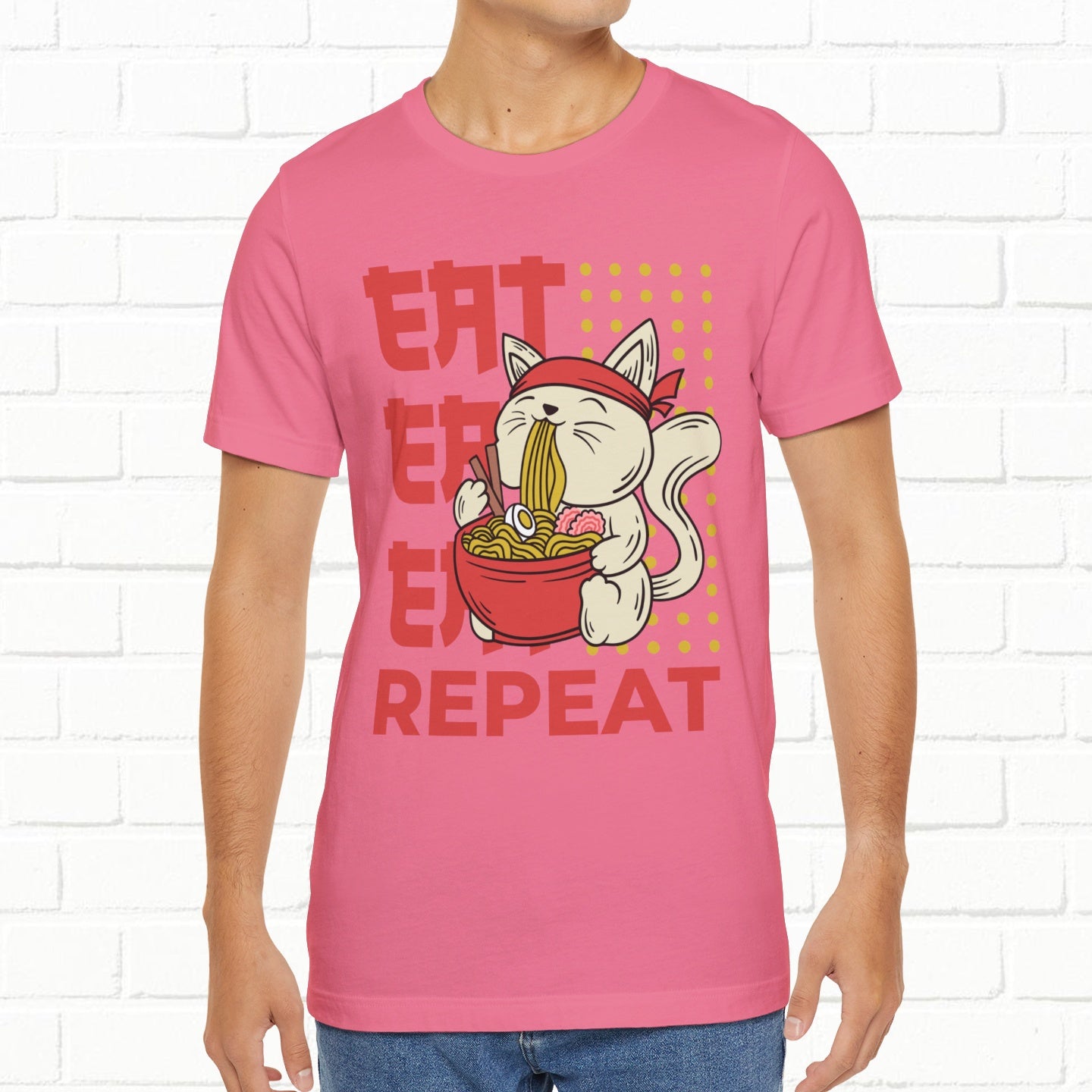 Eat Eat Repeat Cat Eating Ramen T-shirt