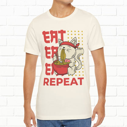 Eat Eat Repeat Cat Eating Ramen T-shirt