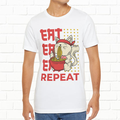 Eat Eat Repeat Cat Eating Ramen T-shirt