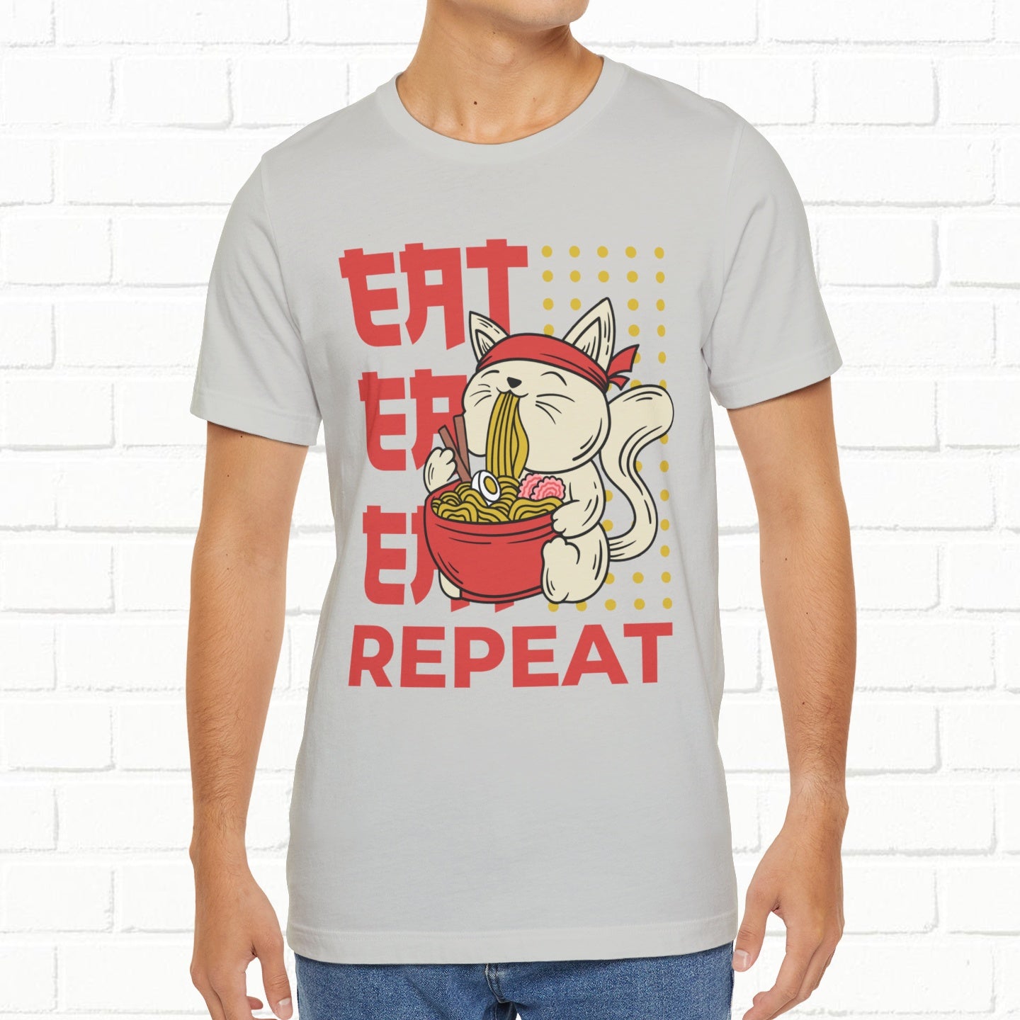 Eat Eat Repeat Cat Eating Ramen T-shirt