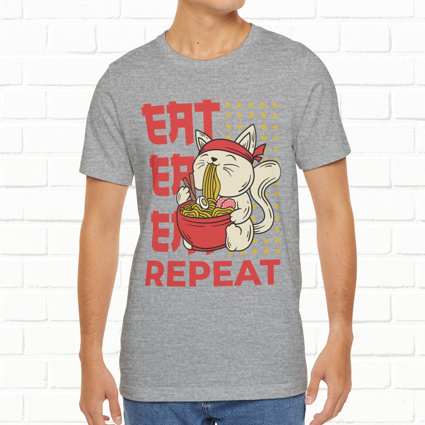 Eat Eat Repeat Cat Eating Ramen T-shirt