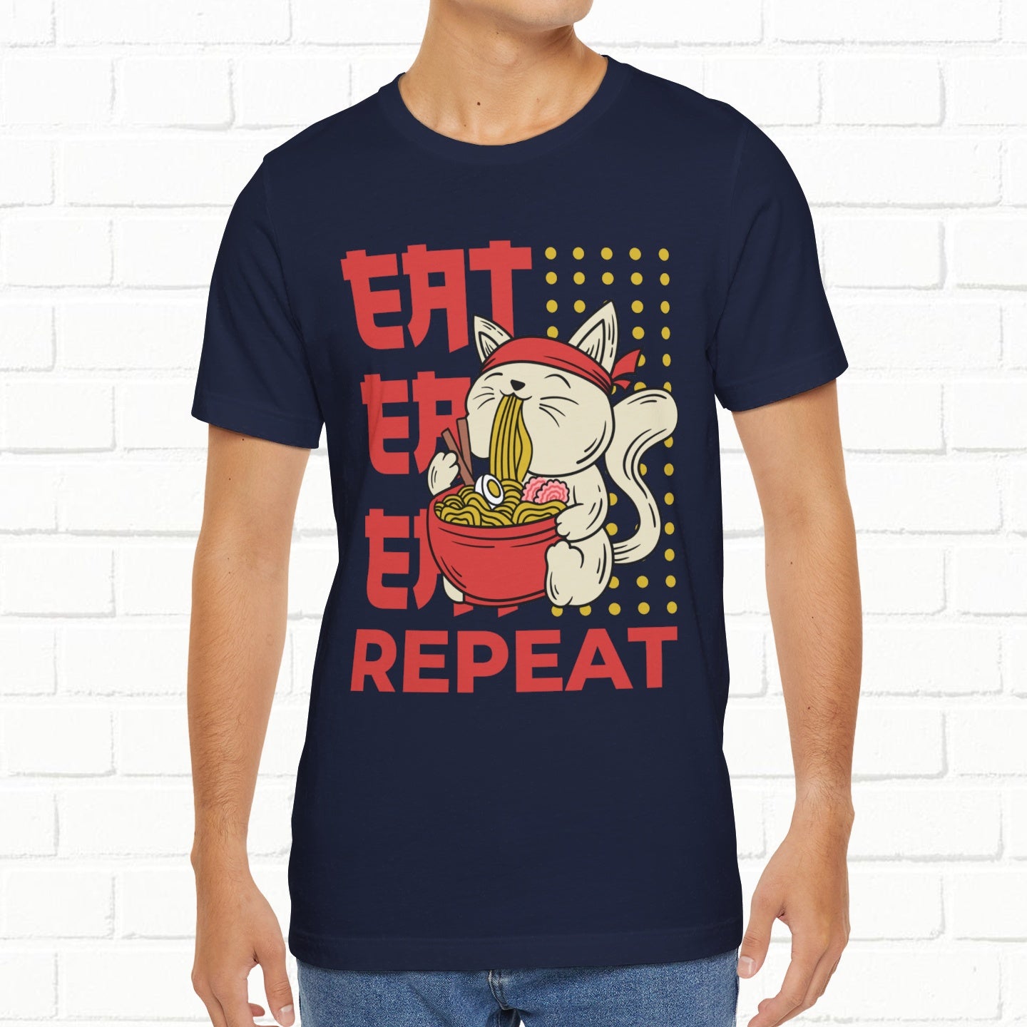 Eat Eat Repeat Cat Eating Ramen T-shirt