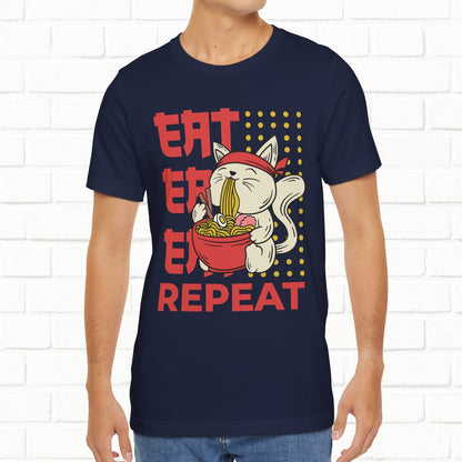 Eat Eat Repeat Cat Eating Ramen T-shirt