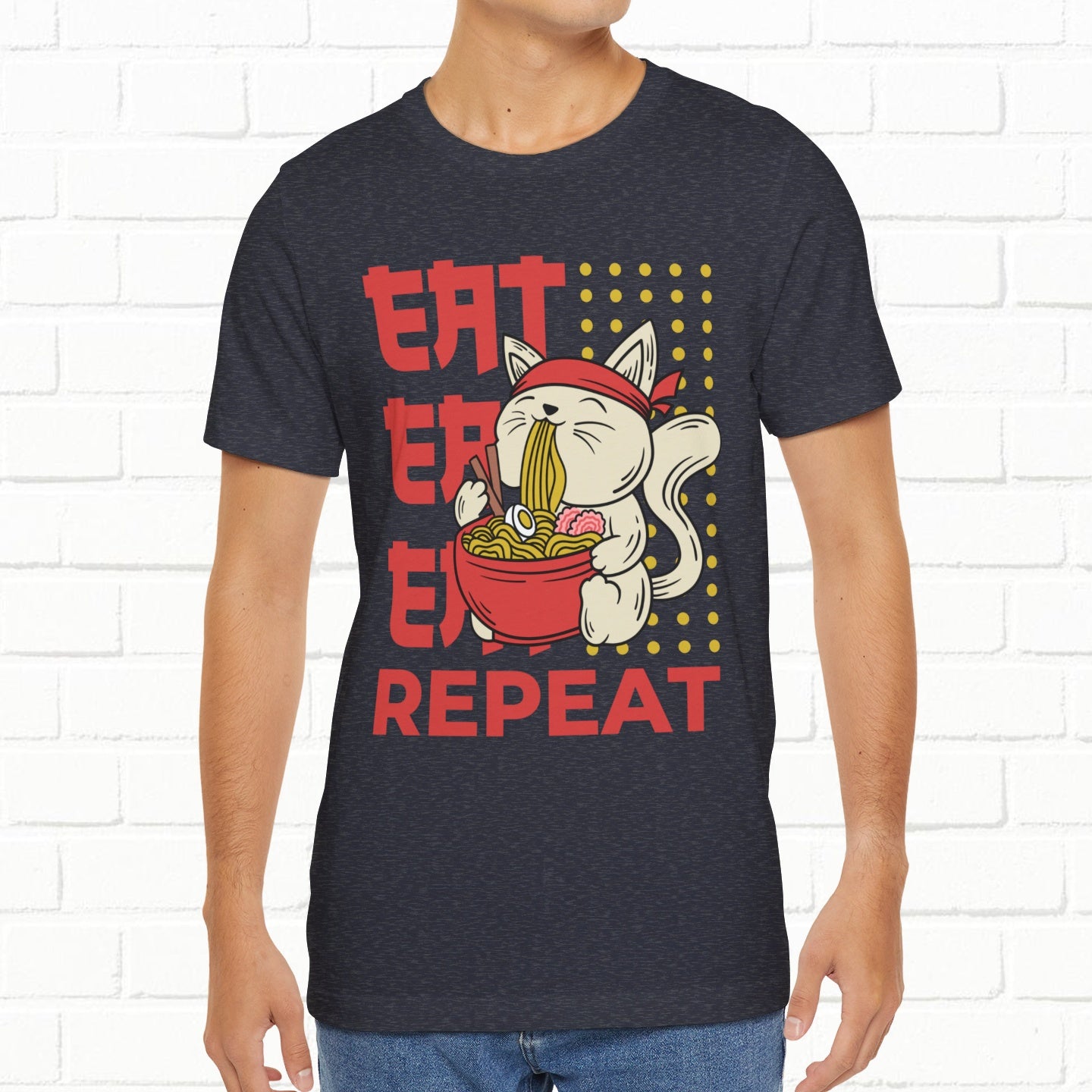 Eat Eat Repeat Cat Eating Ramen T-shirt