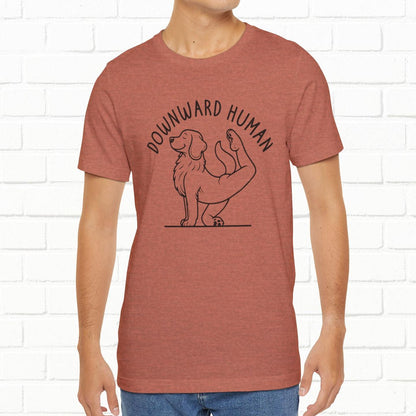 Funny Dog Yoga 'Downward Human' Unisex T-Shirt