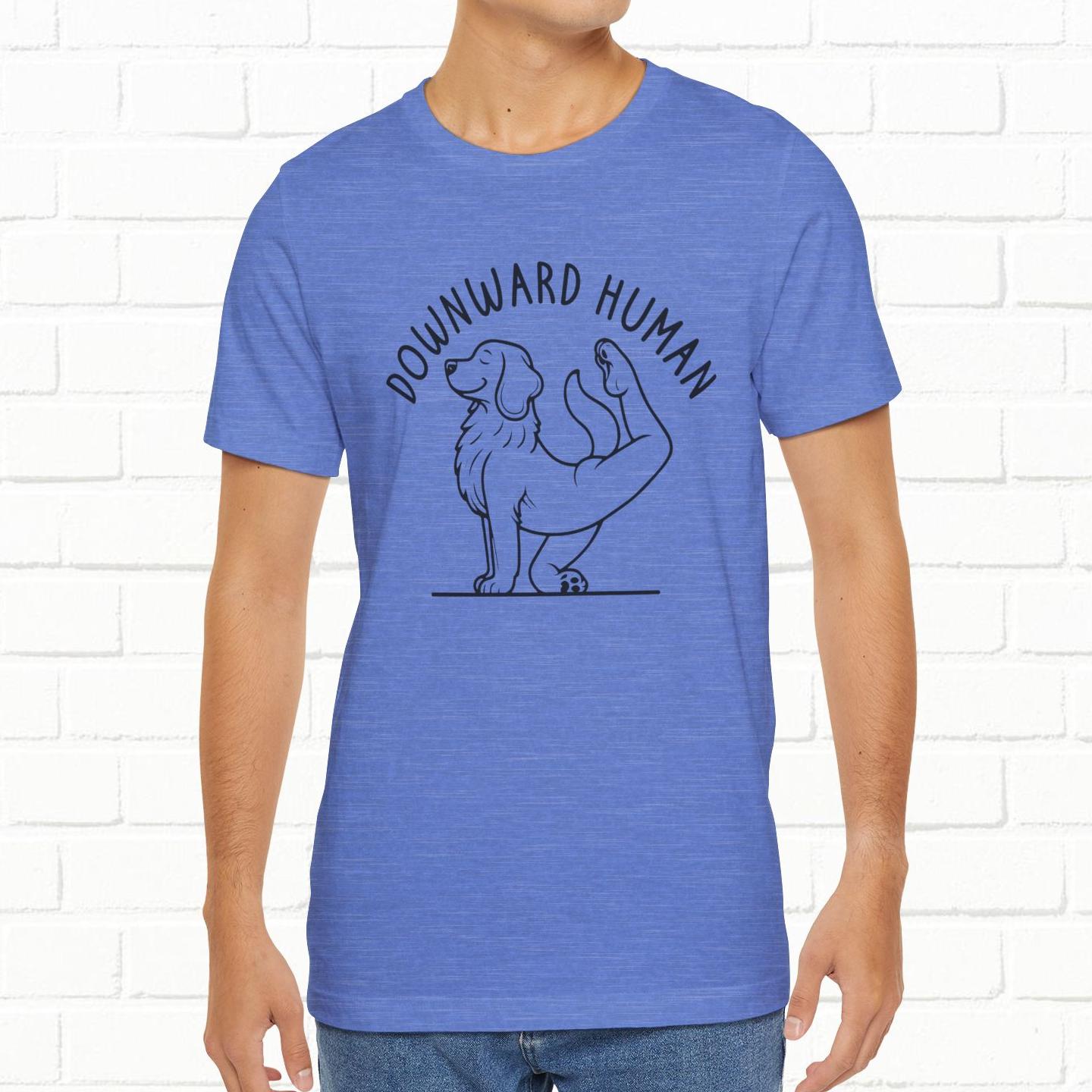Funny Dog Yoga 'Downward Human' Unisex T-Shirt
