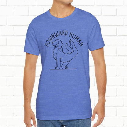 Funny Dog Yoga 'Downward Human' Unisex T-Shirt