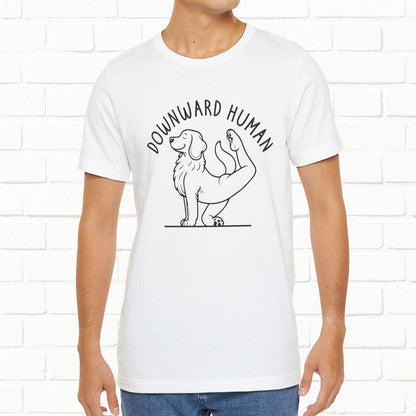 Funny Dog Yoga 'Downward Human' Unisex T-Shirt