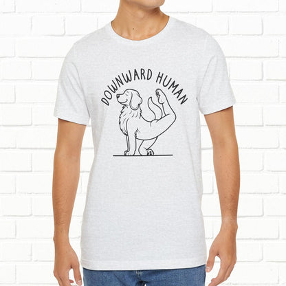 Funny Dog Yoga 'Downward Human' Unisex T-Shirt