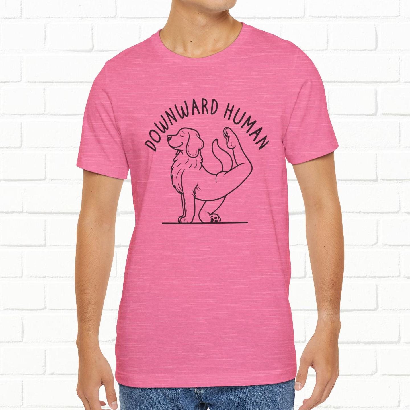 Funny Dog Yoga 'Downward Human' Unisex T-Shirt