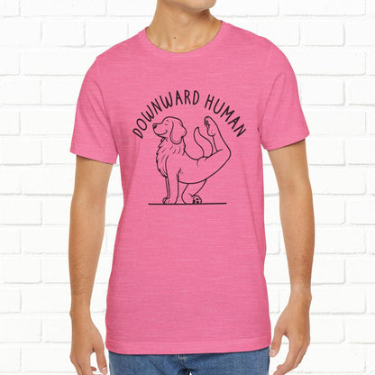 Funny Dog Yoga 'Downward Human' Unisex T-Shirt