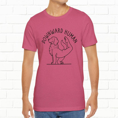 Funny Dog Yoga 'Downward Human' Unisex T-Shirt