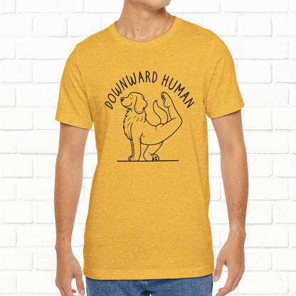 Funny Dog Yoga 'Downward Human' Unisex T-Shirt