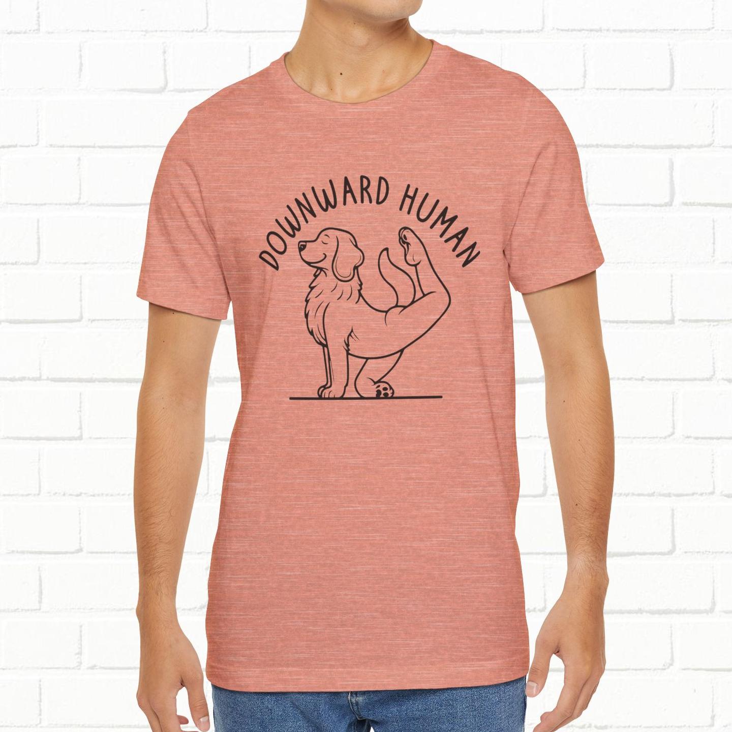 Funny Dog Yoga 'Downward Human' Unisex T-Shirt